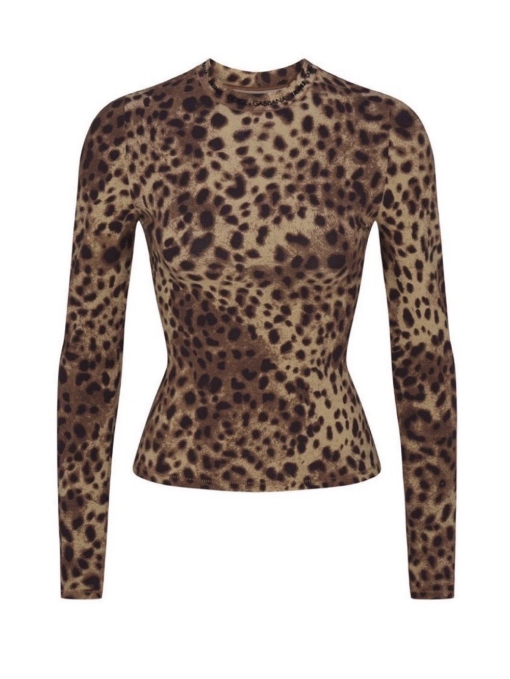 New SKIMS x Dolce&Gabbana Cotton Jersey Longsleeve T-shirt Leopard, Size M